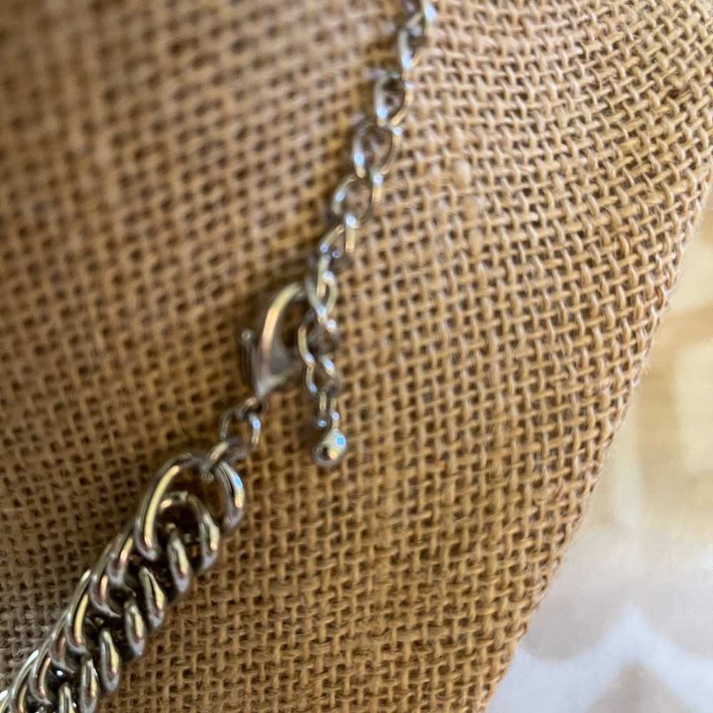 Silver Plated Collared Statement Chain Large Pear… - image 5